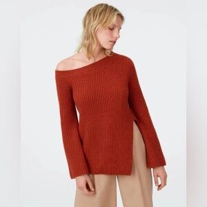 Club Monaco Off-the-Shoulder Sweater - Rust